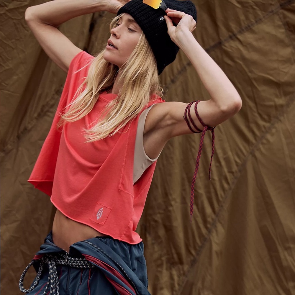 Free People Coral Cutaway Tank Top